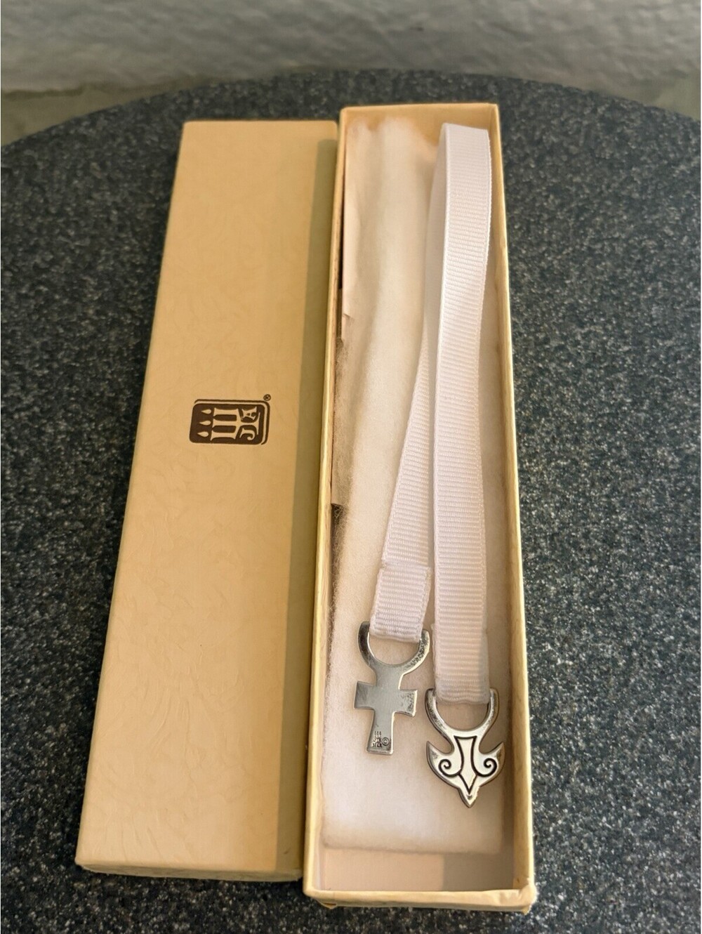 Vtg James Avery White Ribbon Sterling Silver Dove & Cross Bookmark 11.5'' In Box